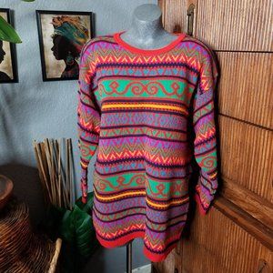 Vintage Sweater Festive Stripes Size Large